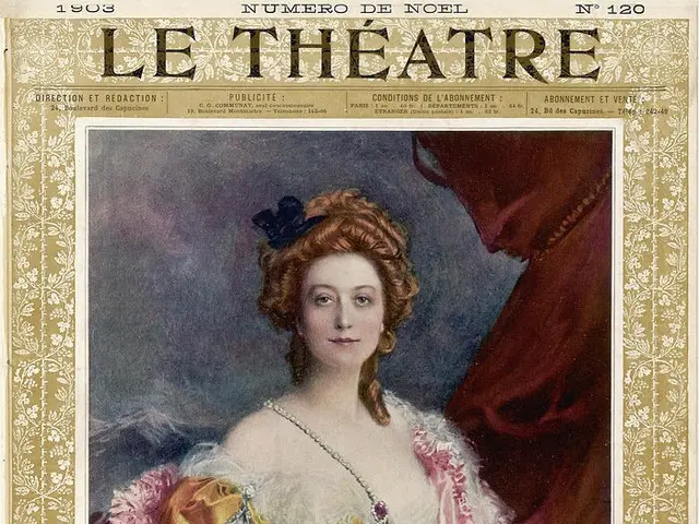 The image shows a woman in a pink dress on the cover of a magazine. She has a human face and is...