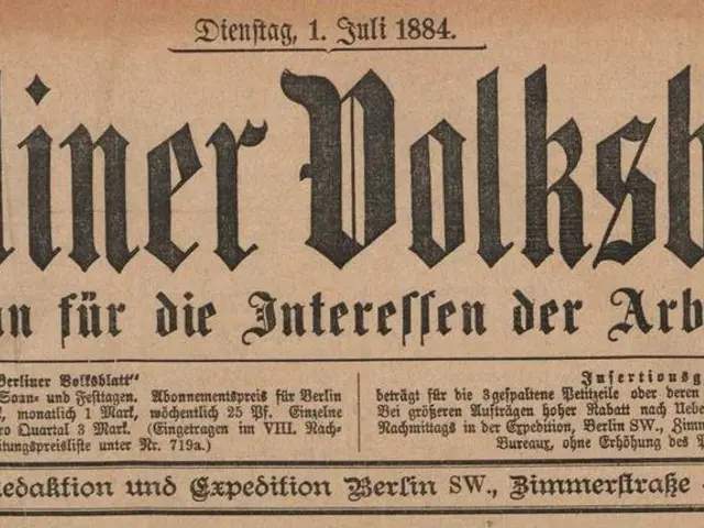 The image shows an old newspaper with the words "Berliner Volksblatt" written on it, which is a...