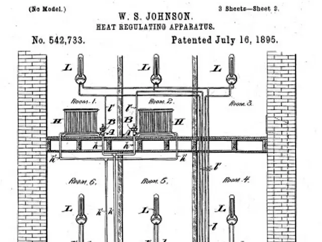 The image shows a drawing of a machine with a lot of pipes and valves, which is believed to be a...