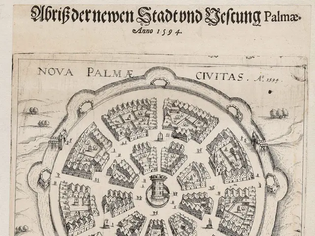 The image shows a paper with a drawing of a map of the city of Palma de Mallorca, Spain, with text...