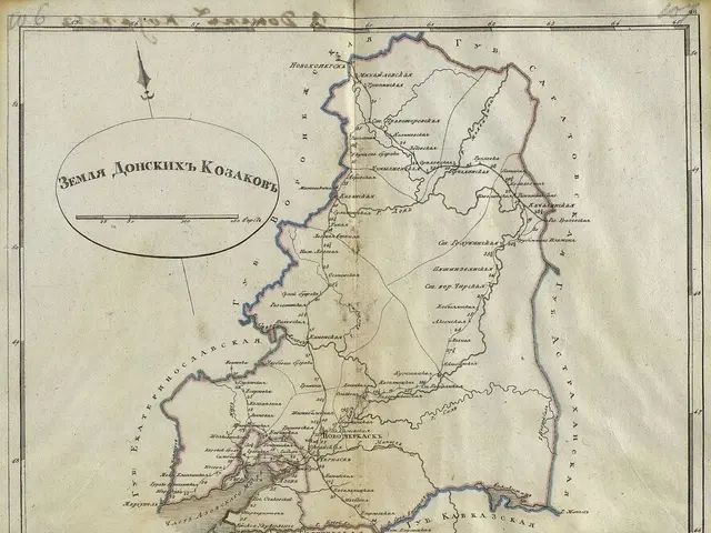 The image shows an old book with a map of the Russian Empire on it. The map is detailed and shows...