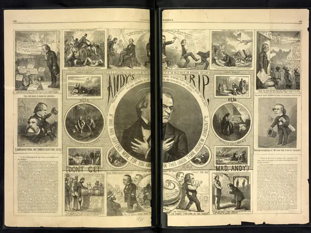 The image shows an open book with a variety of pictures and text on it. The book appears to be a...