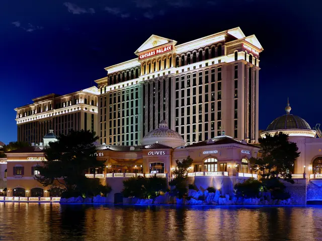 The image shows the Caesars Palace Hotel and Casino in Las Vegas, Nevada. At the bottom of the...