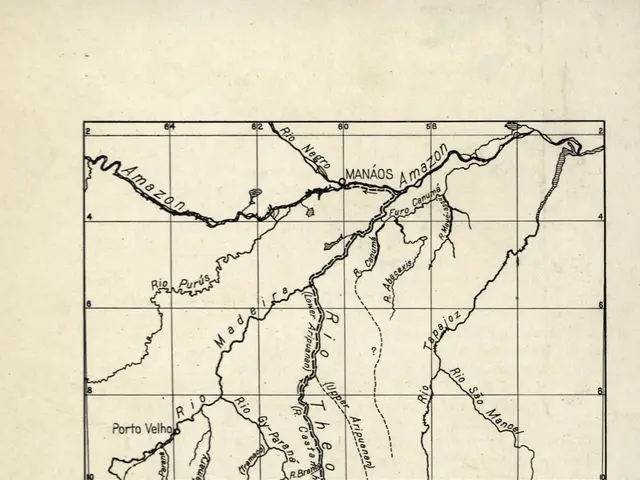 The image shows a paper with a map of Central Brazil and the New Rio Theodore. The map is detailed...
