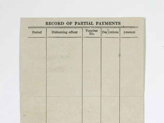 The image shows a record of partial payments on a piece of paper with text written on it. The paper...
