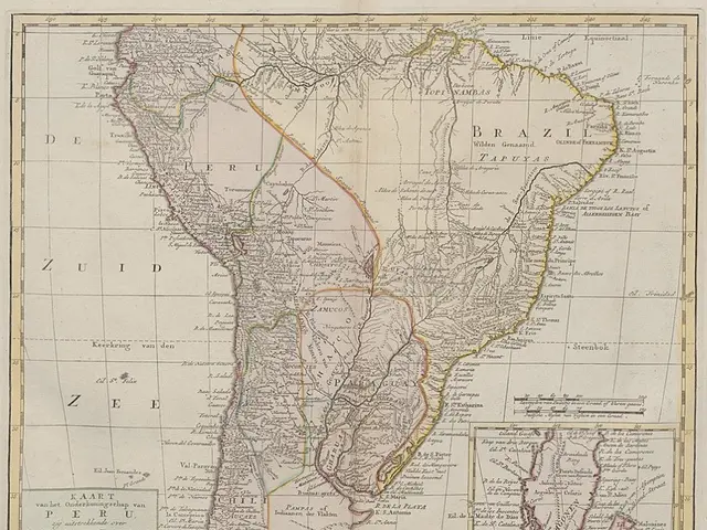 The image shows a map of South America, with the provinces of Brazil and Paraguay clearly visible....