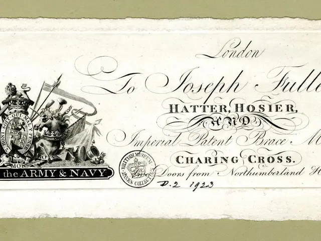 The image shows an old business card with a picture of a ship on it. The text on the card reads...