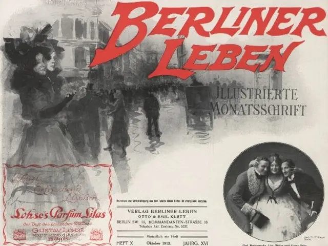 The image shows an old German movie poster for the film Berliner Leben, featuring a group of people...