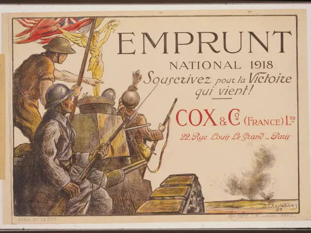 The image shows a poster with a picture of a group of people holding guns and a flag, with the text...