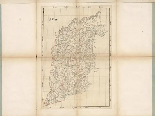 The image shows an old book with a map of Taiwan on it. The map is detailed and shows the various...