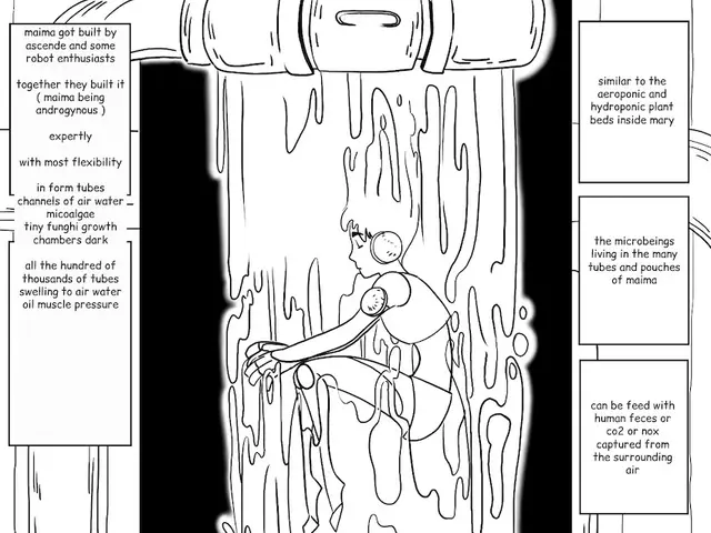 The image shows a page from a comic book with a drawing of a man and a woman in a room. The man is...