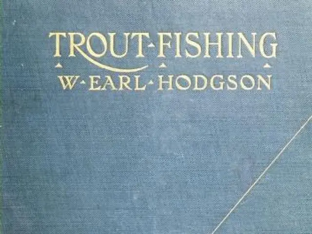The image shows a book titled "Trout-Fishing by W. Earl Hodgson" with a picture of a fish on the...
