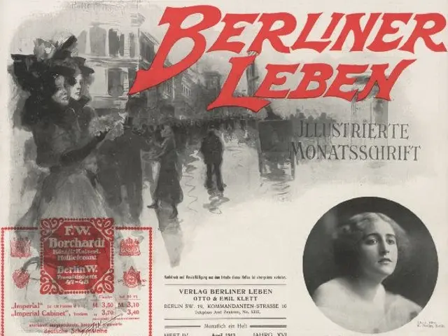 The image shows an advertisement for the Berliner Leben film, featuring a picture of a woman in a...