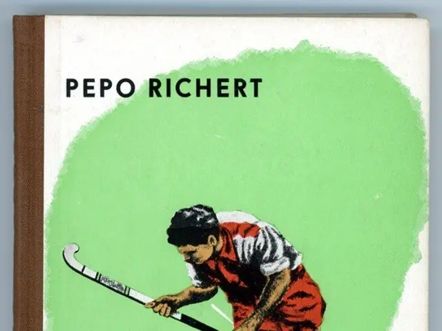 The image shows a book with a picture of a man playing hockey on the cover. The man is holding a...