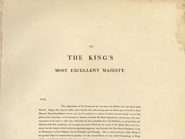 The image shows an open book with the title "To the King's Most Excellent Majesty" written in bold...