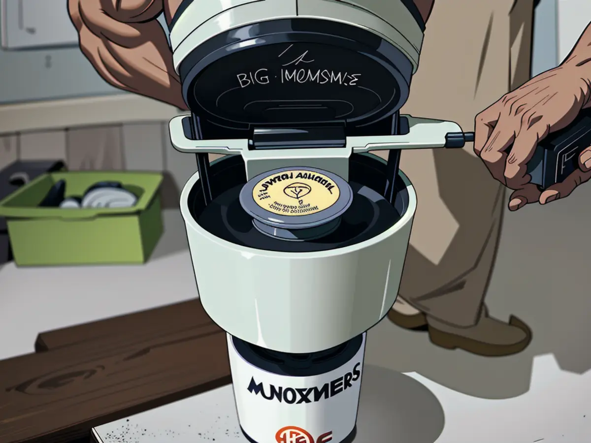 Keurig coffee maker exposed with coffee pod visible in open state by the same reviewer. Keurig model revealed, featuring coffee pod inside by the same critic