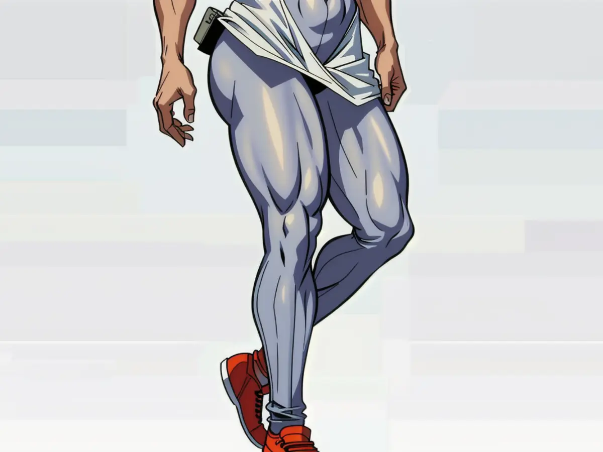 Person sporting moisture-absorbing leggings featuring pockets in the design Athlete sporting moisture-absorbing leggings equipped with storage compartments