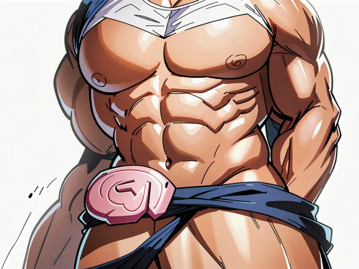 Strap's underbelly features rubber attachment illustrated by the model
