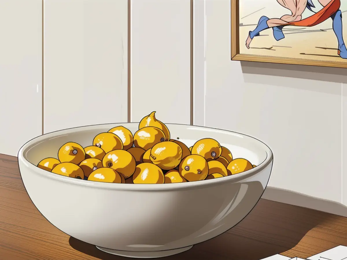 Arranged lemons visibly positioned in a decorative vessel Lemons arranged attractively in a decorative vessel