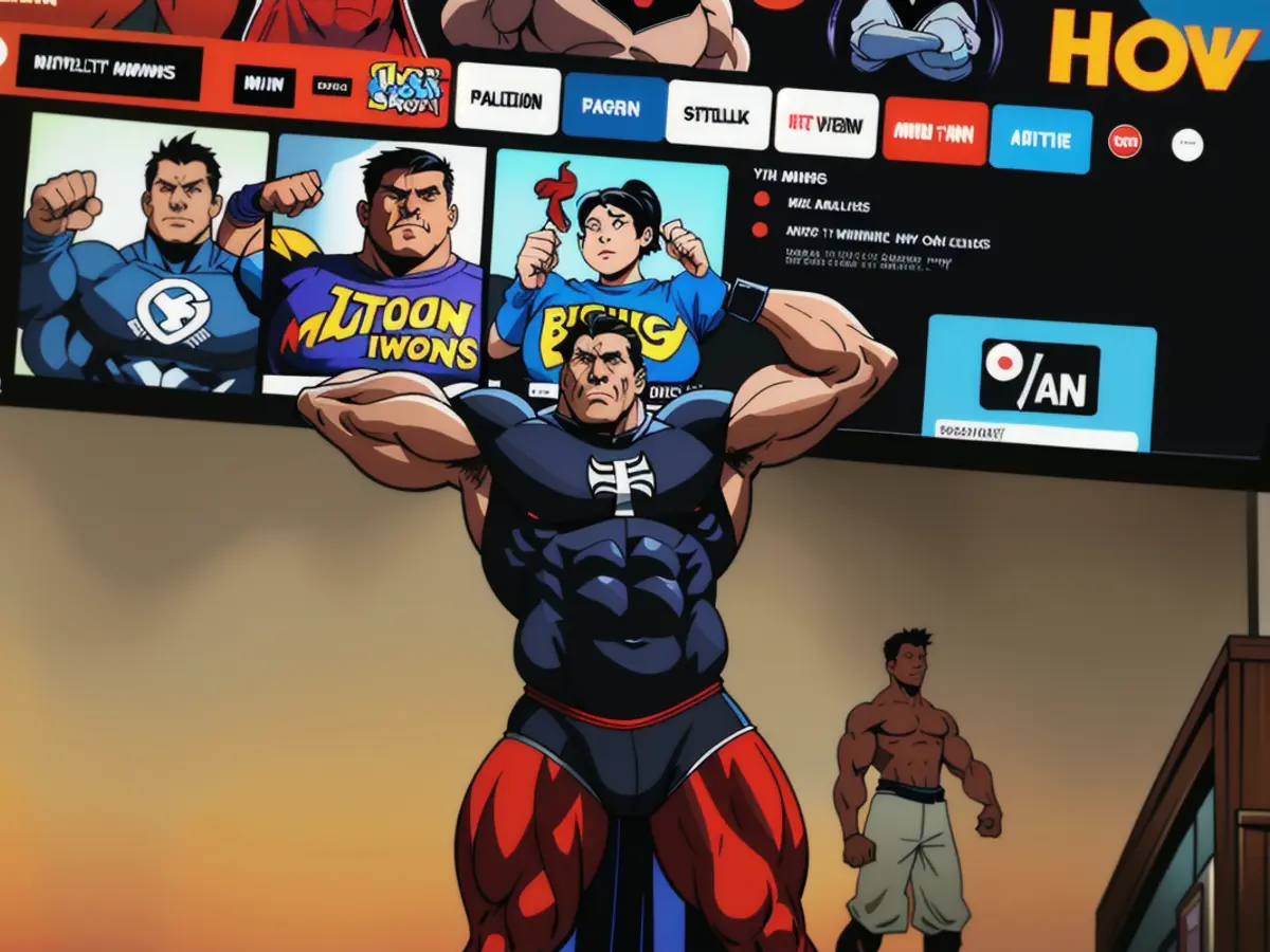 Remote control user aiming at television's home screen with a Fire Stick device Remote control wielder aimed at TV screen's home page with Fire Stick gadget