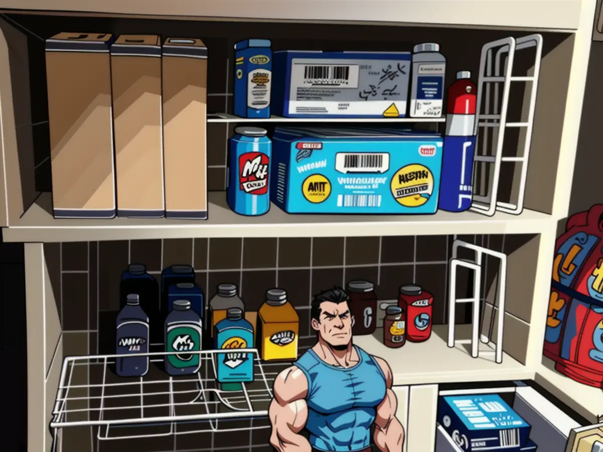 Image of two hanging shelves under a pantry shelf, utilized for storing items like aluminum foil, making the most of idle room. Picture of two ancillary shelves installed below a pantry shelf, utilized for storage of items such as aluminum foil in otherwise vacant area.