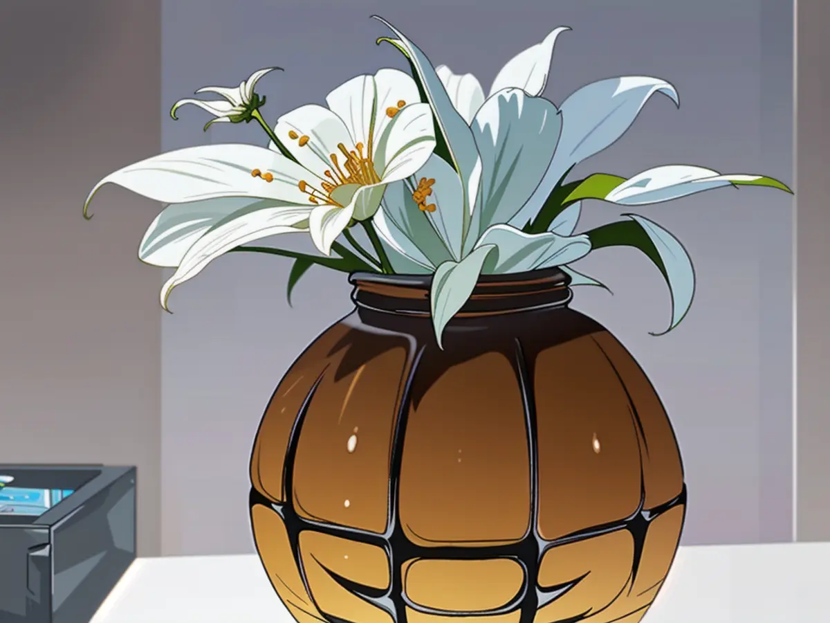 Snap of a solitary blossom gracefully arranged in a vase Close-up image of a solitary blossom immersed in a vase.