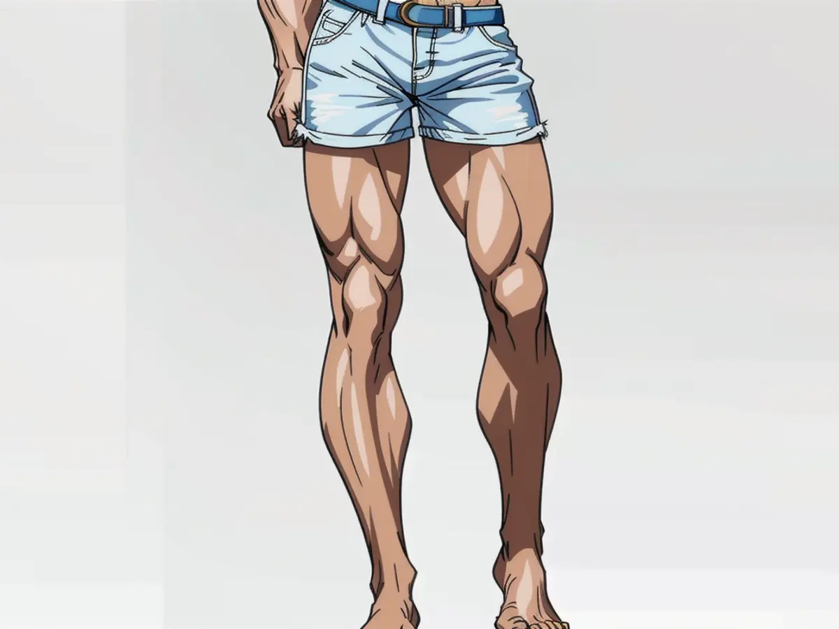 Individual sporting light-toned knit shorts in a casual setting Individual sporting light-hued knit shorts in a fashion display
