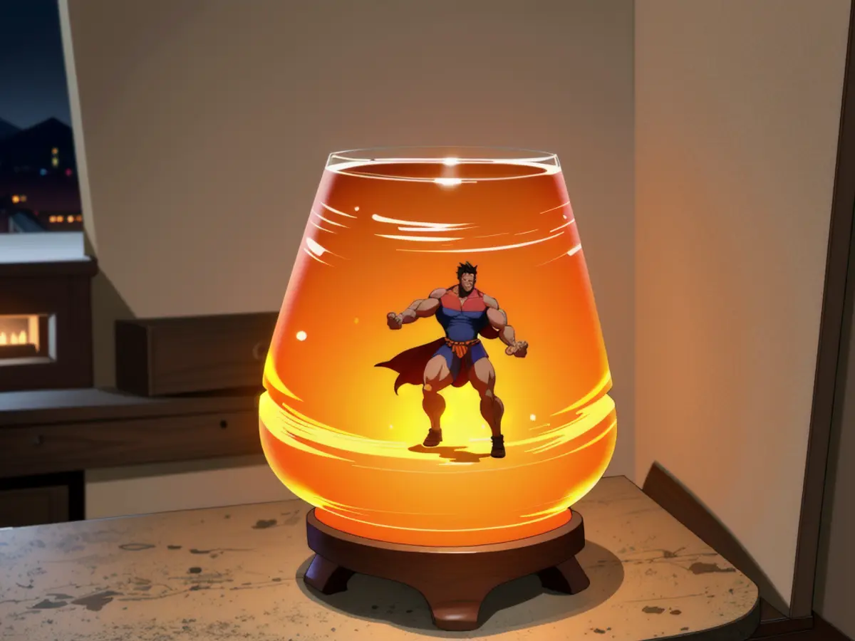 Image of Salt Lamp Captured by Critic Image of Reviewer, Illuminated Salt Lamp in Background