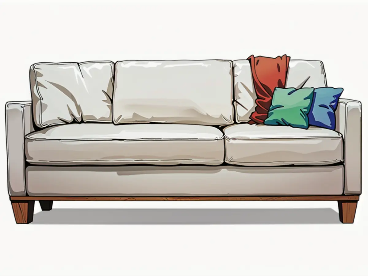 Image showcasing a white couch Image showing off a clean, white, upholstered couch