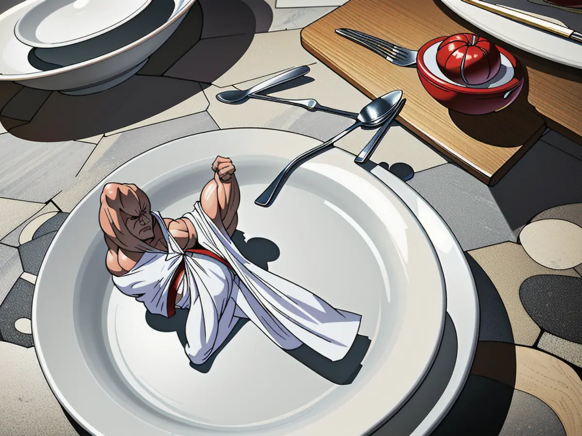 Silverware arranged on a dish Cutlery arranged on a dish
