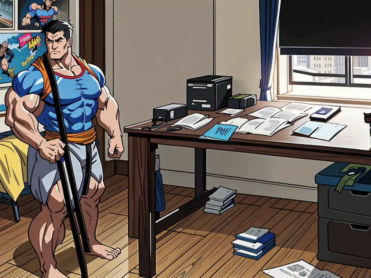 Examiner's snapshot of a work-from-home setup with exposed cables prior to implementing a cable organizer. Exposed Chaos in Home Office: Unruly Cords Sparked Revamp with Cable Management System