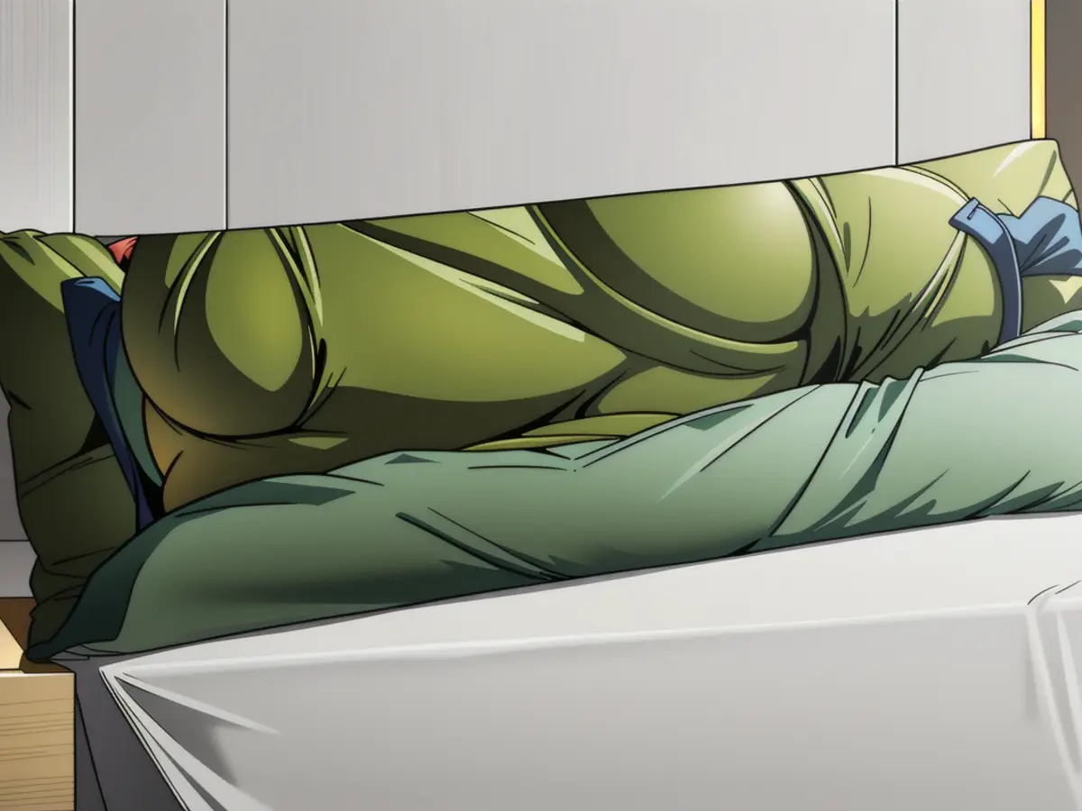 A body pillow modeled after the appearance of an olive. A cushion, shaped like an olive, designed for snuggling and relaxation.
