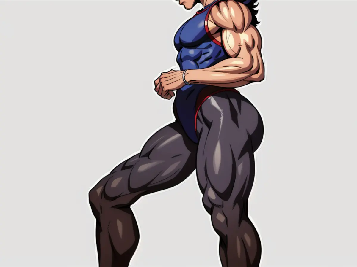 Leggings sported by a model, displayed from a side angle view Brown leggings model, depicted from a side angle.