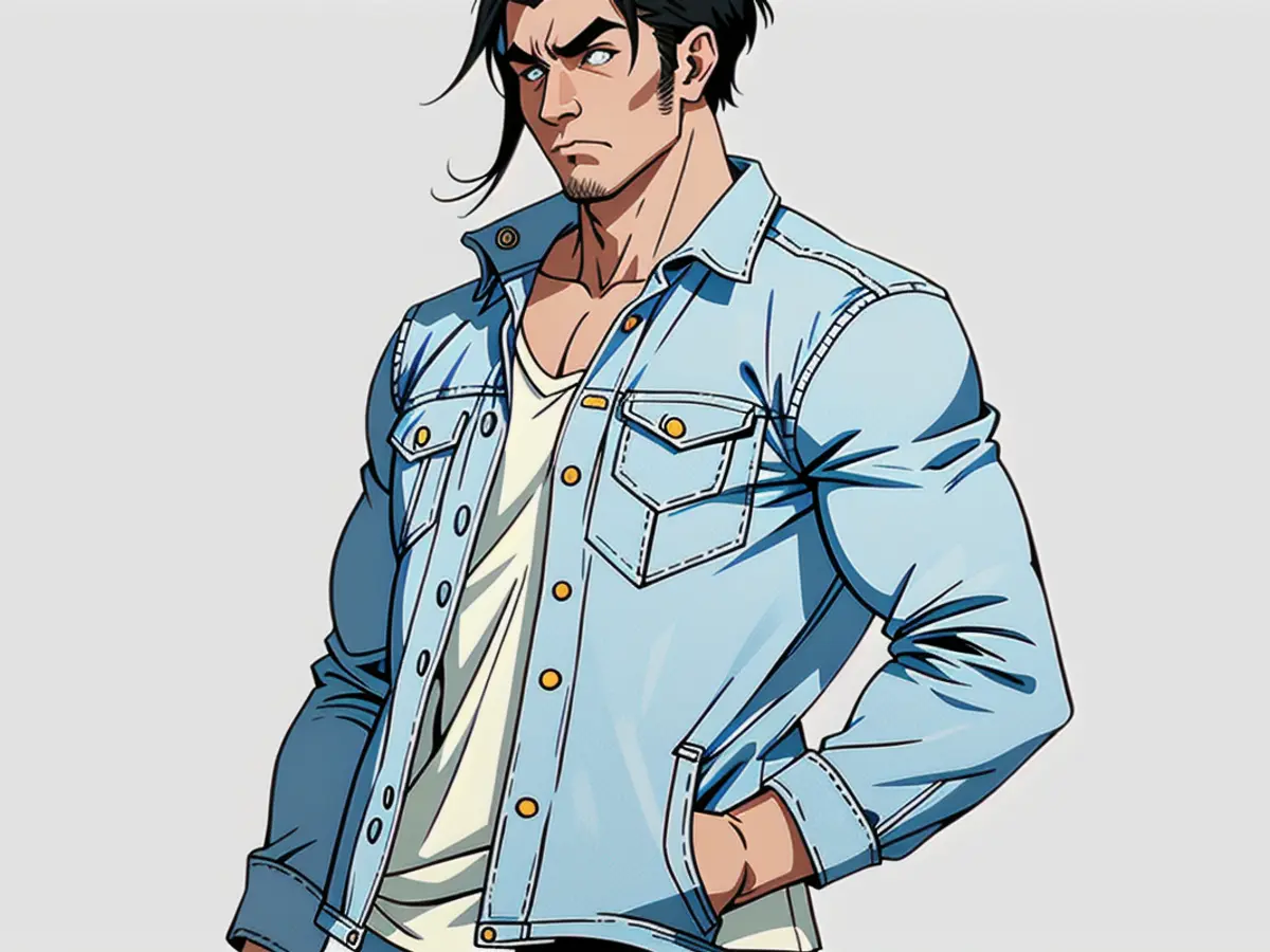 Shopper Spotted in Elegant Outfit: Denim Jacket and Light Dress Combo Perfect for Retail Therapy Individual sporting a trendy denim jacket and a light dress exhibits a laid-back, stylish outfit perfect for shopping excursions.