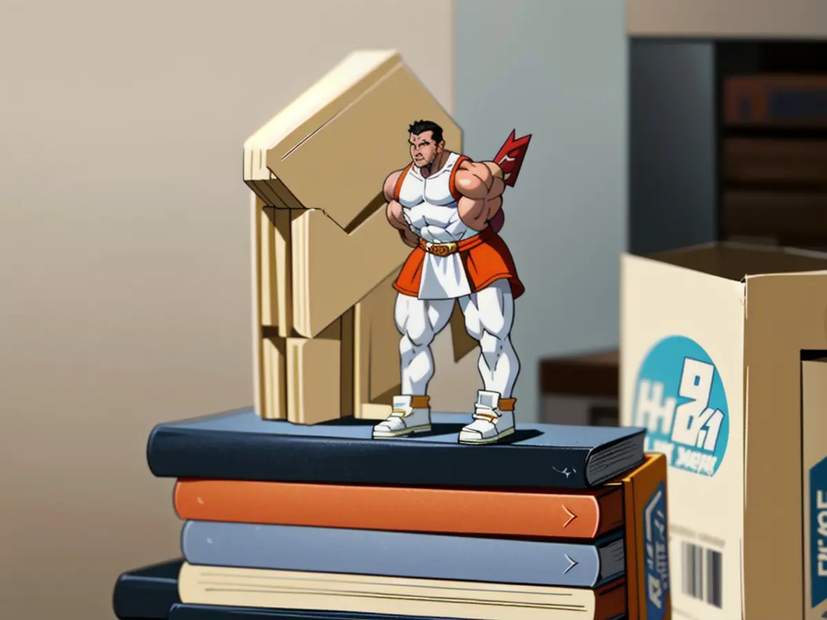 Stack of books featuring a white tissue box cover shaped like a house. White tissue box cover, resembling a house, perched atop a pile of books