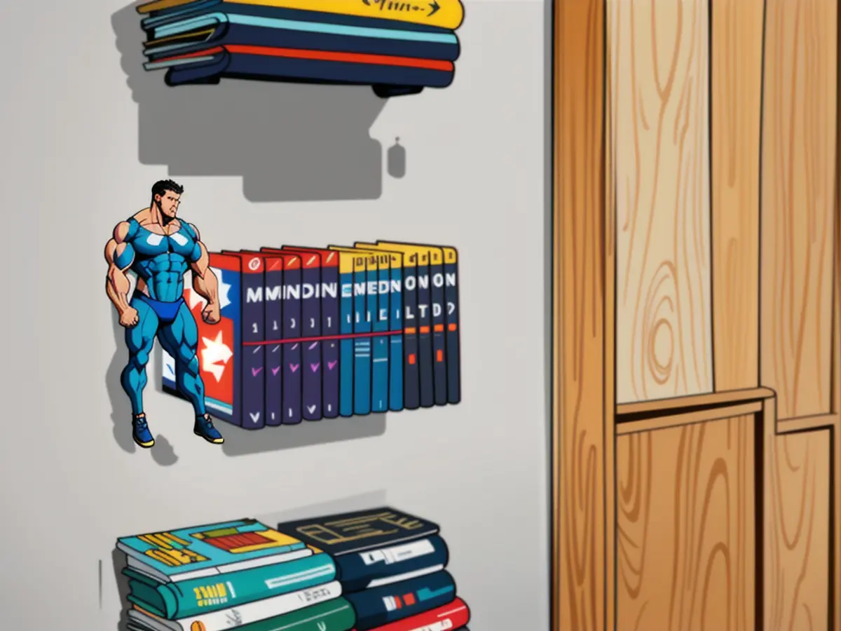 Arrangement showcase of vibrant book-filled shelving units, featuring photos of three installed units. Colorful books arranged neatly on three installed shelves, as depicted in the reviewer's photograph.