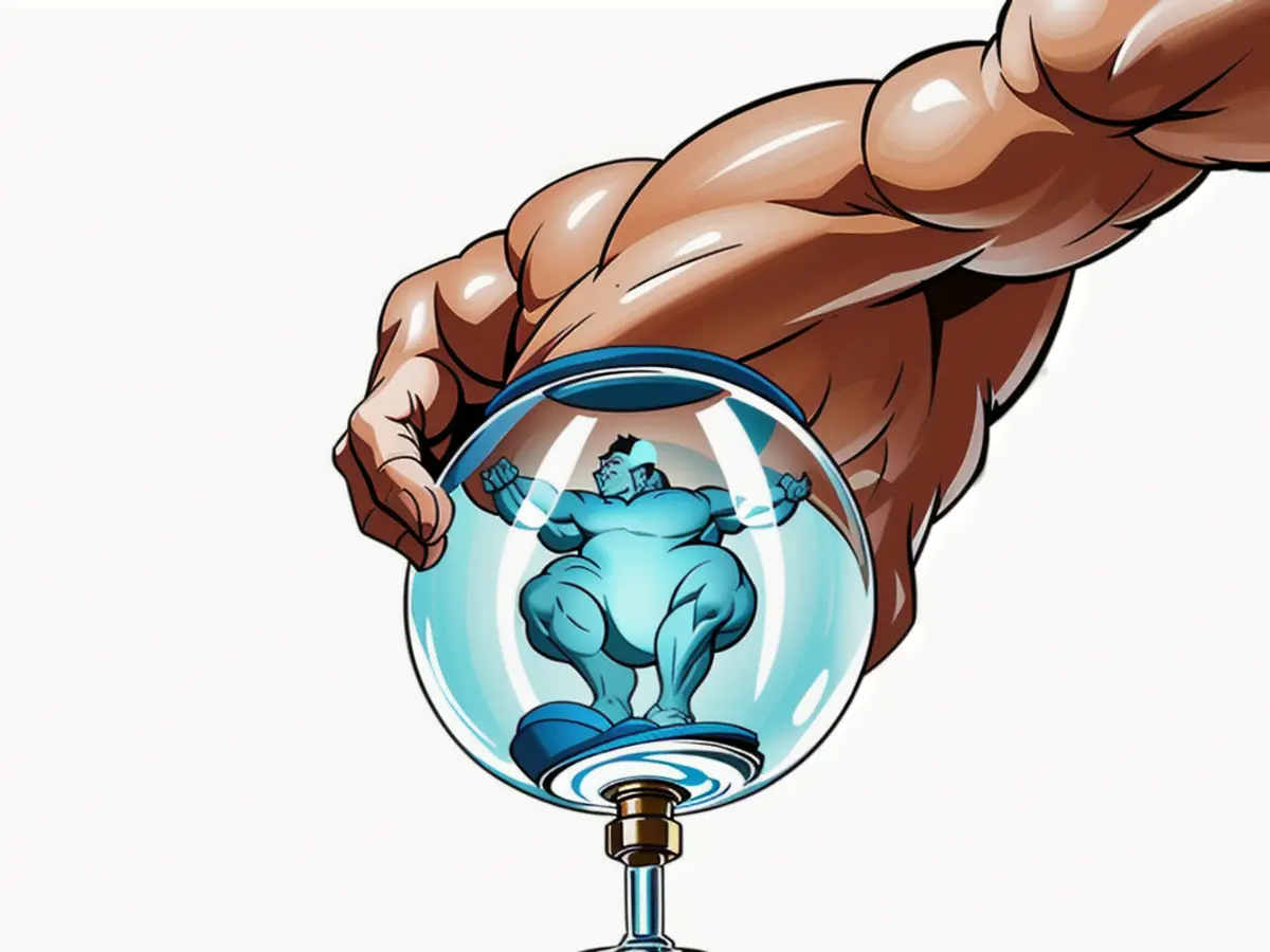 Formula being funneled into a container using a dispenser