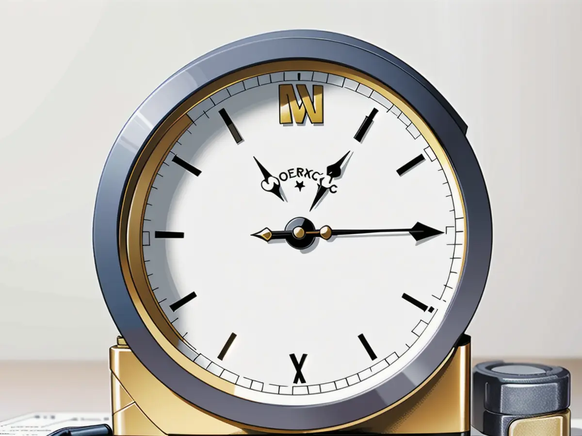 Brass and gray round timepiece A gray-brass circular timepiece figures prominently.