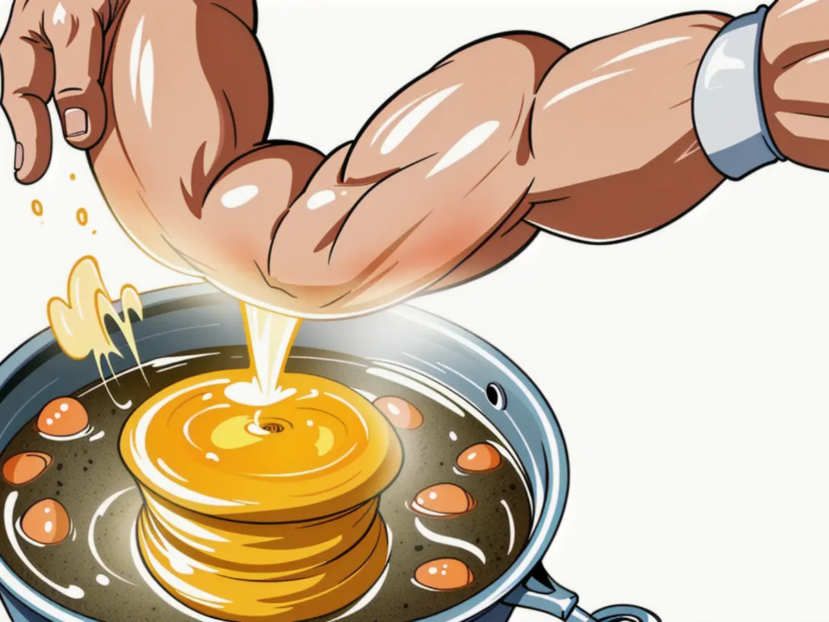 Egg being cracked into a simmering poacher within a pot of heated water Egg being cracked into a simmering water pot, poacher used for cooking.