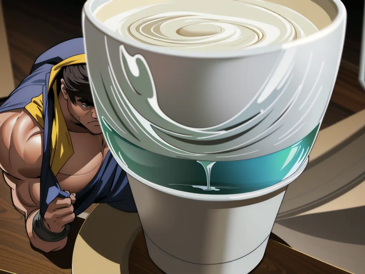 Picture showing the fully extended state of a cup. Image showing a reviewer holding the cup completely upright
