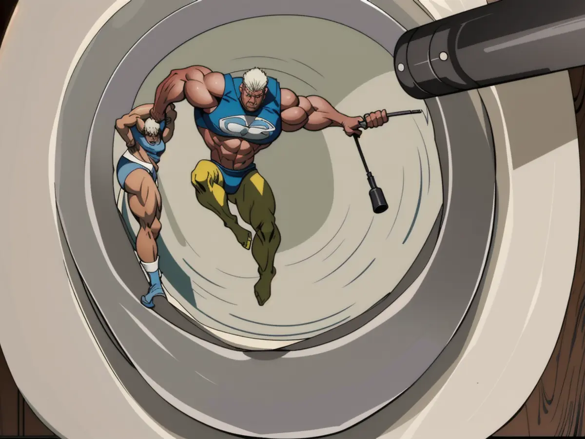 Toilet partially cleaned image featuring reviewer utilizing a pumice cleaning tool. Toilet half-cleaned with pumice tool evident in reviewer's photo