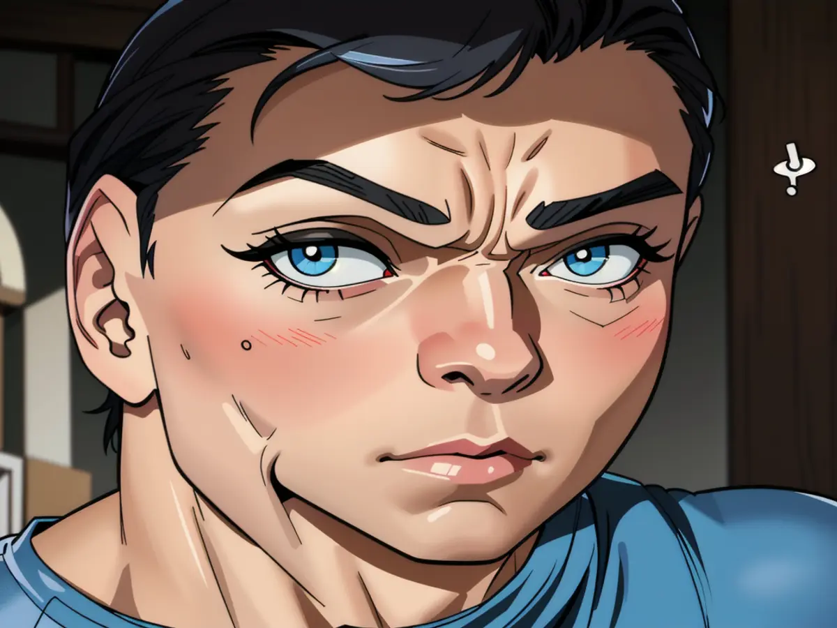 Eyeliner user achieves flawless cat-eye look after application with stamp tool. User perfects cat-eye makeup look with stamp application