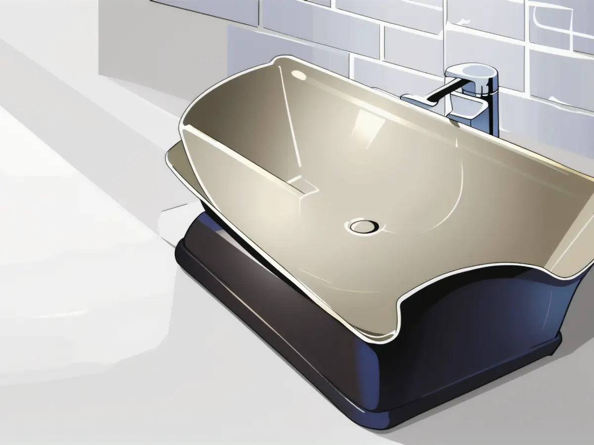 Slotted gray soap dish designed for water drainage into the sink Slotted gray soap dish designed for water drainage into the sink