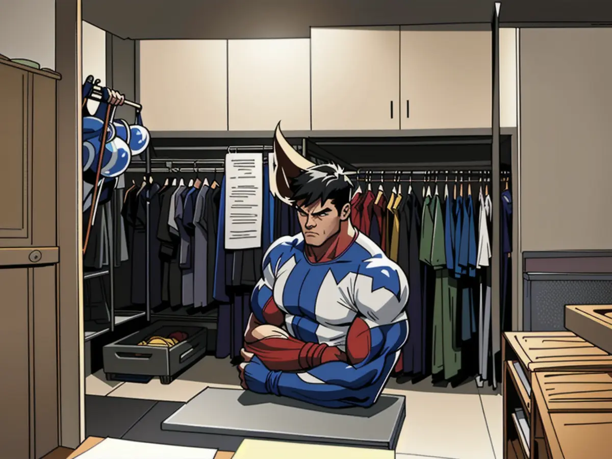 Investigator's wardrobe, showcasing a storied wire shelf positioned at the highest tier. Closet of the Reviewer equipped with a wire shelf stacked upon the uppermost shelf