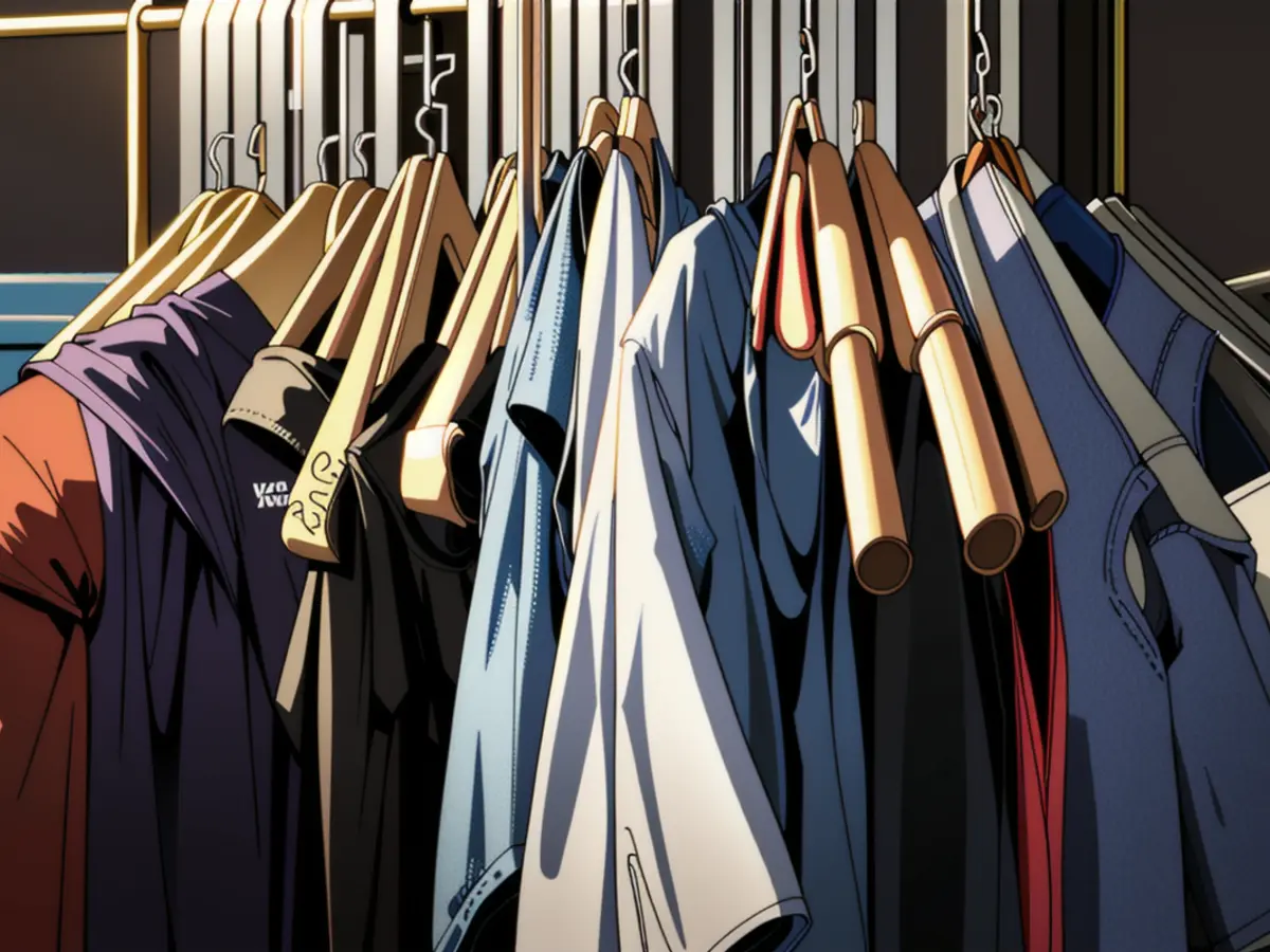 Clothes rack overflowing with plastic hangers, as reported by critic Clothes rack filler: User publicly displaying assortment of plastic hangers, consuming rack space
