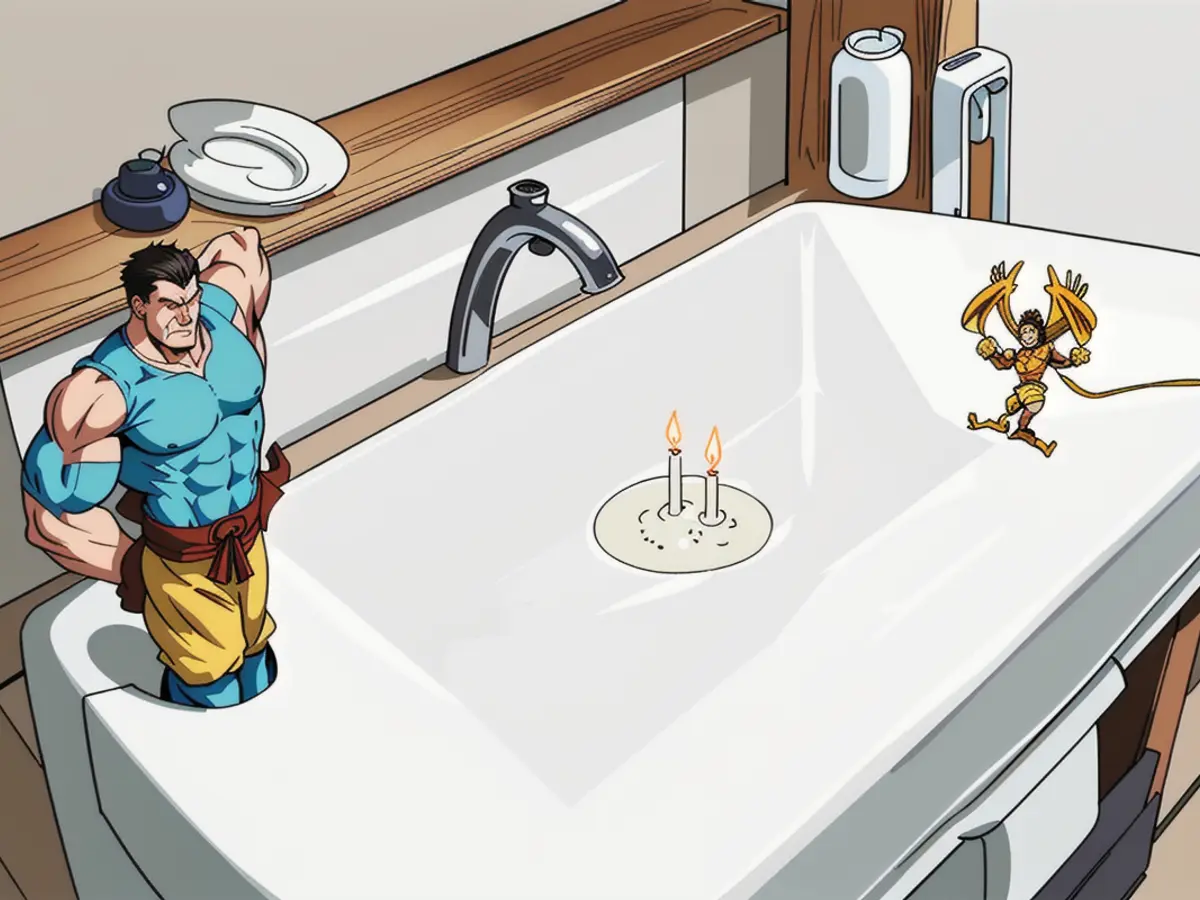 Over-the-sink kitchen counter tops DC, sporting a candle and jar on a wooden stand. Kitchen sink rear accessory, a wooden stand, with a candle and a jar displayed on it.