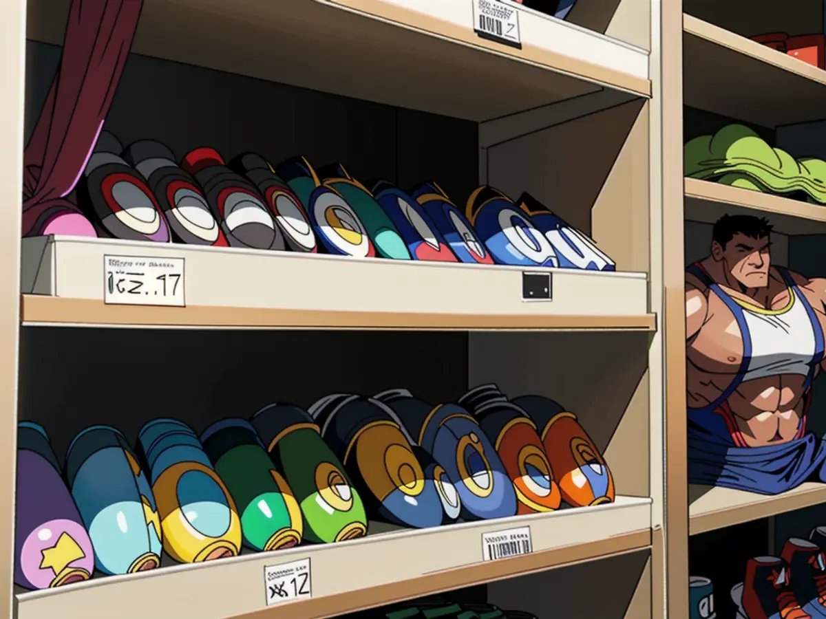 Exhibitor displaying an array of shoes neatly arranged on a shelving unit, organized using white storage compartments Shelving unit loaded with various shoes, neatly arranged with white organizers, being inspected by the reviewer.