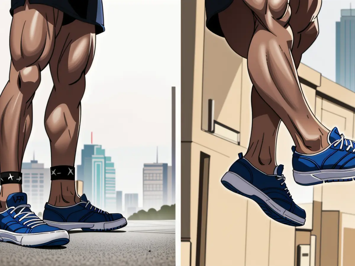 Individuals sporting slip-on sneakers as footwear.
