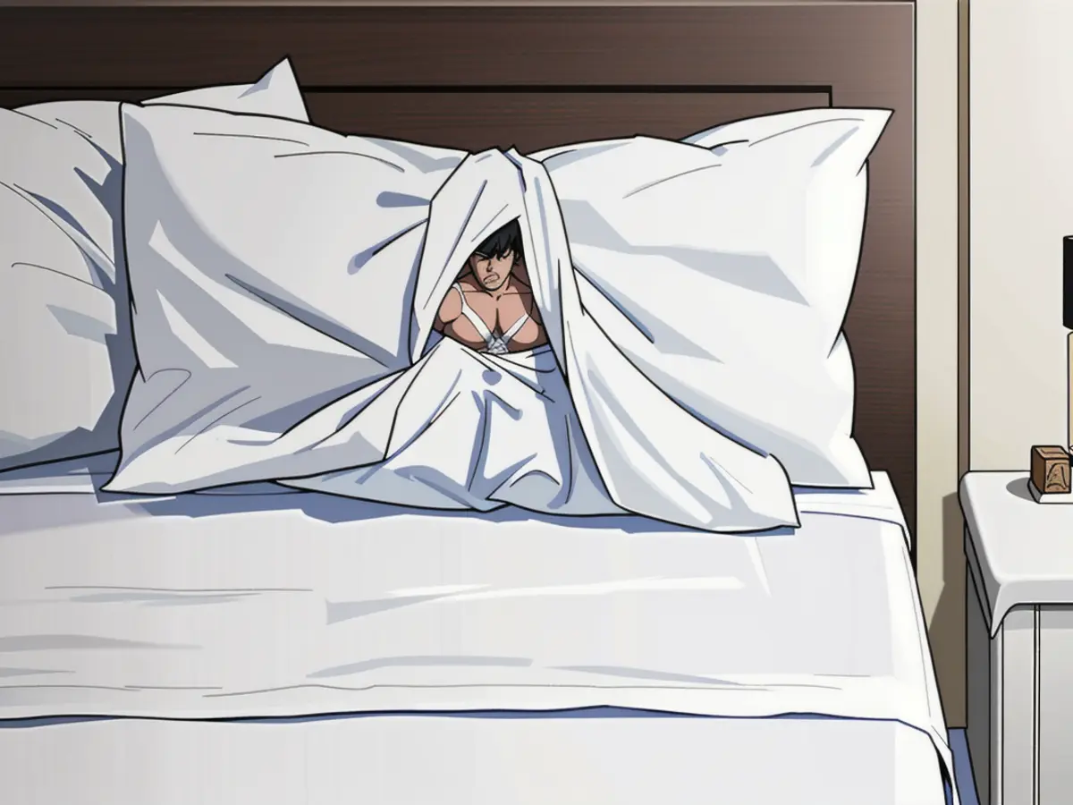 Crisp white sateen cotton draped over a mattress Crisp white sateen sheets adorn a sleeping bed
