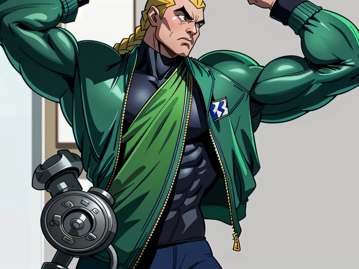 Model sporting a metallic green aviator-style jacket. Style-conscious individual sporting a sleek metallic green bomber jacket